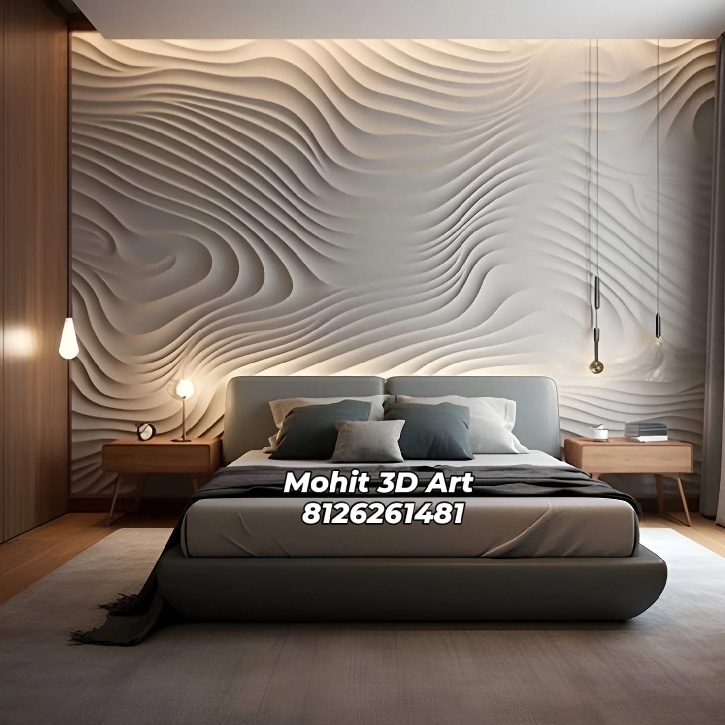 3D wall art design in living room