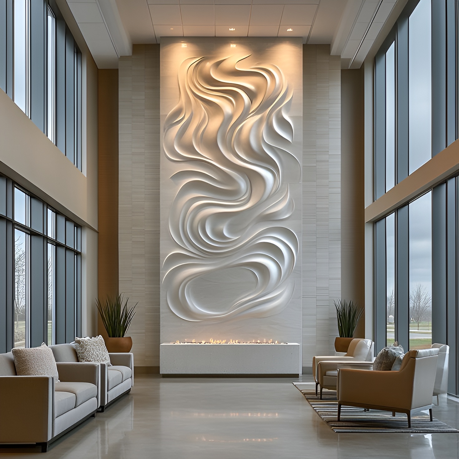 3D wall art design in living room