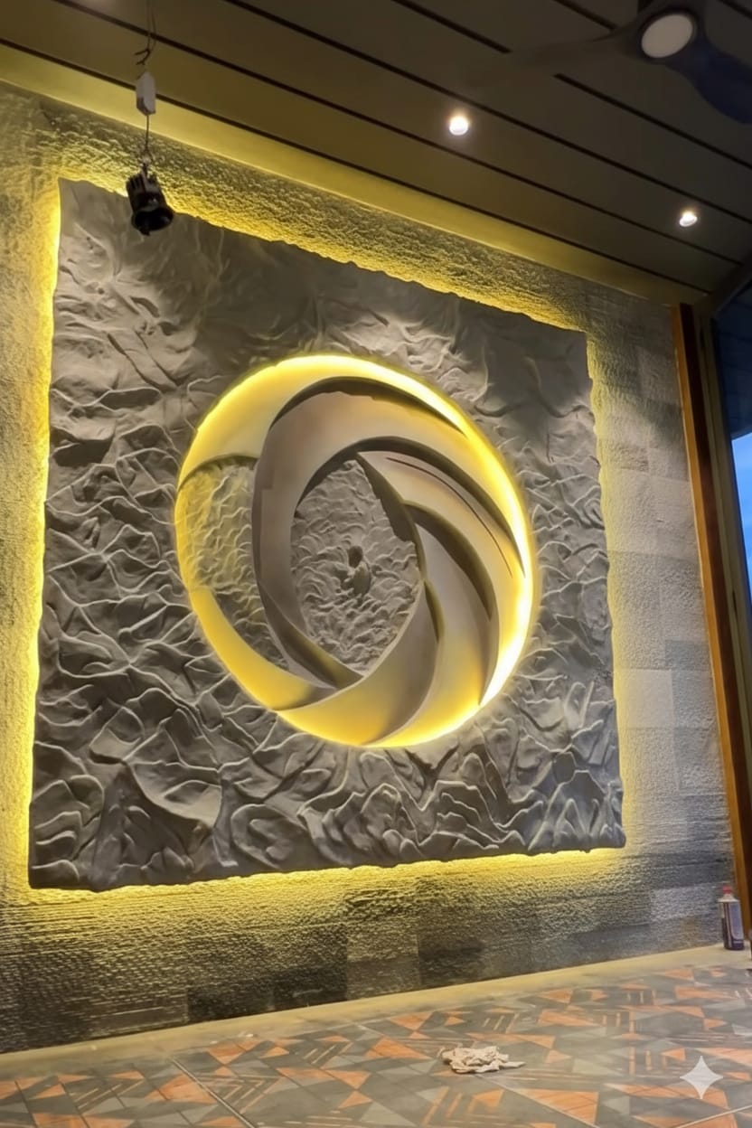 3D wall art design in living room