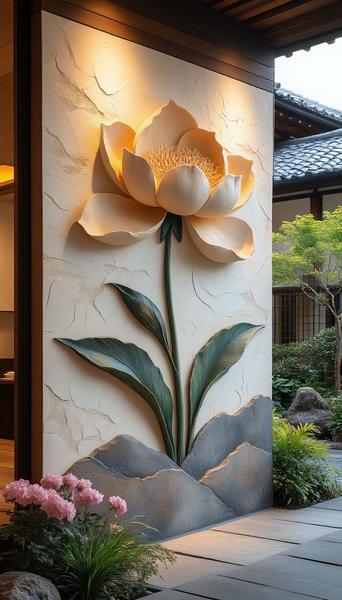 3D wall art design in living room