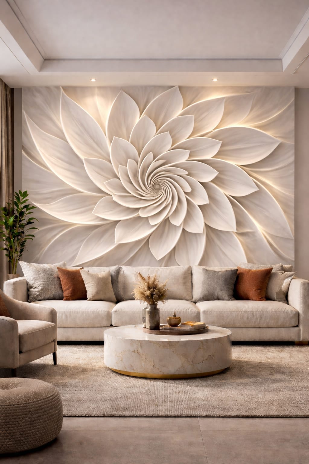 3D wall art design in living room