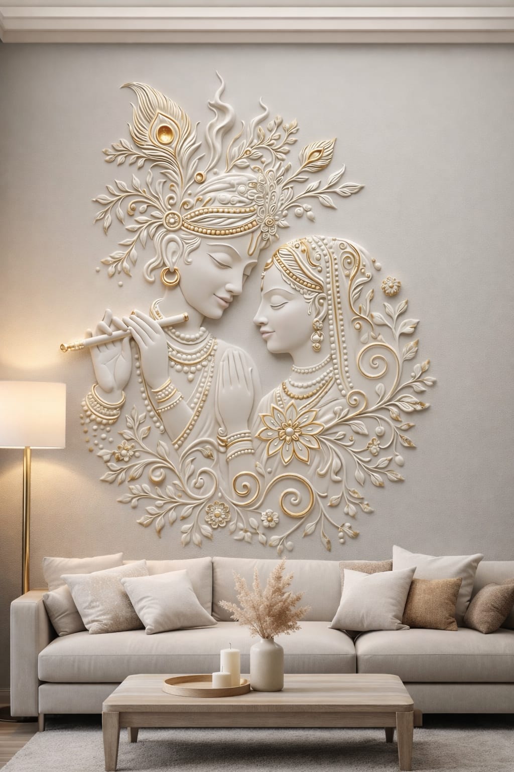 3D wall art design in living room