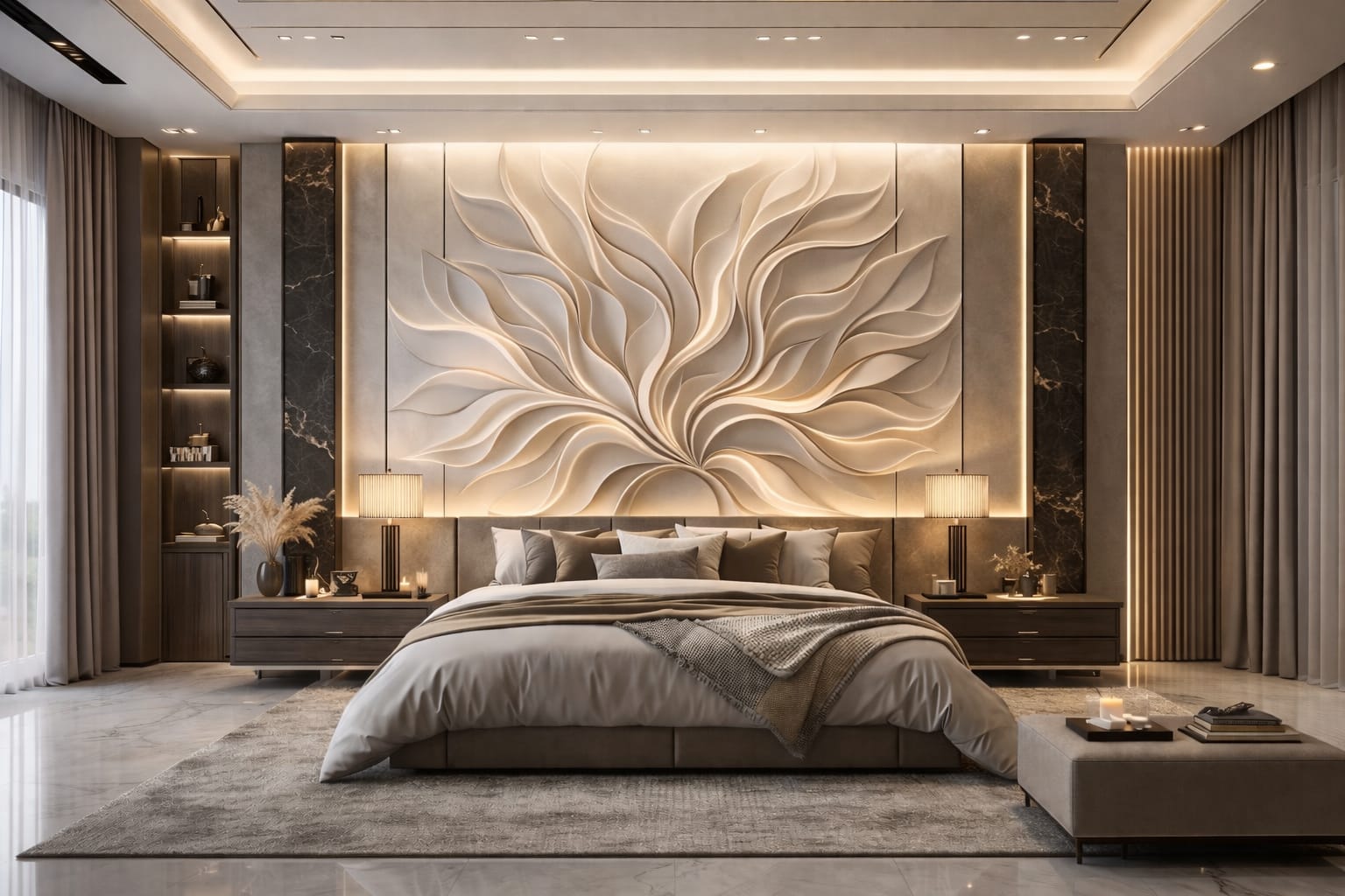 3D wall art design in living room