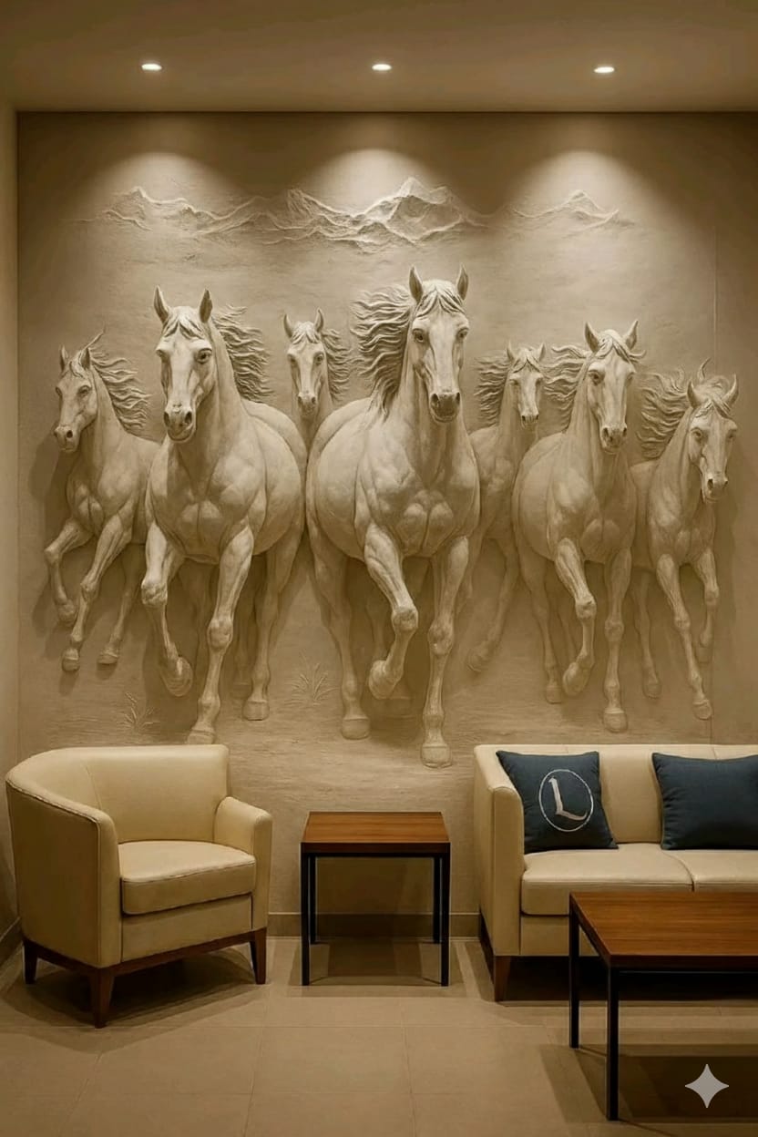 3D wall art design in living room