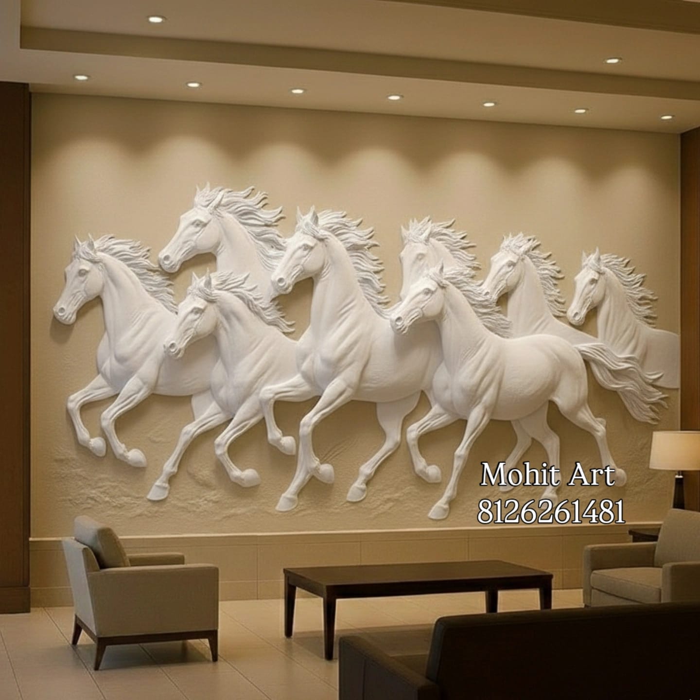 3D wall art design in living room